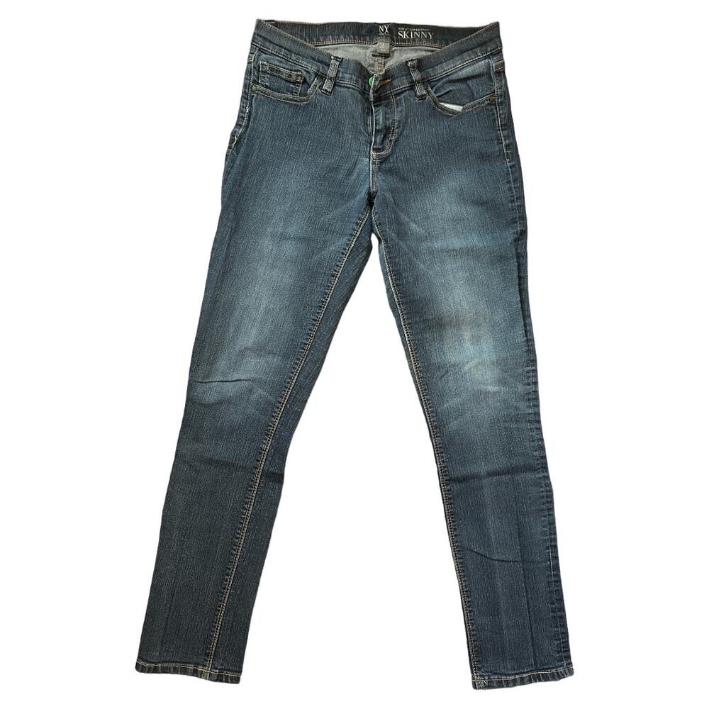 NEW YORK & COMPANY Blue Medium Wash Low Rise Skinny Jeans, US6/W30